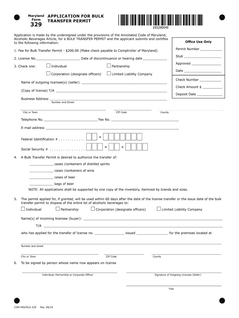  APPLICATION for BULK TRANSFER PERMIT 2019-2024