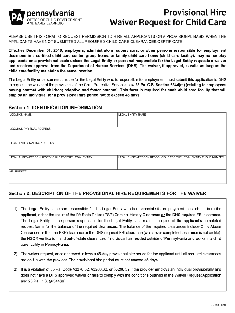 Provisional Hire Form