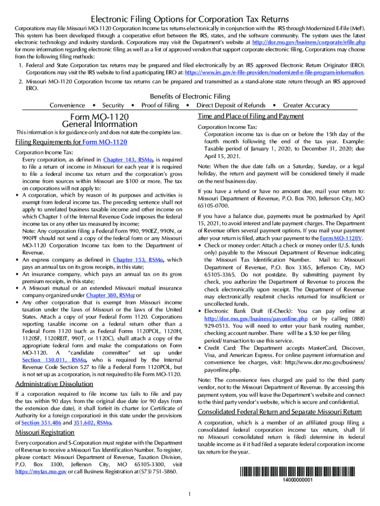 Missouri 1120  Form