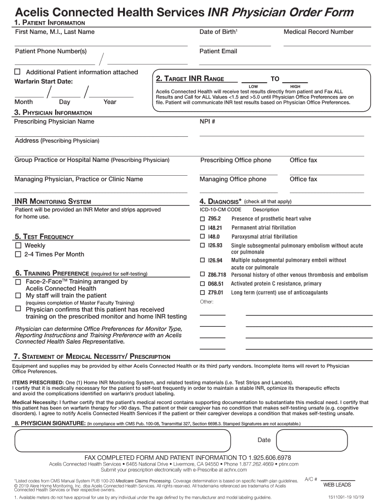 Acelis Inr Order Form