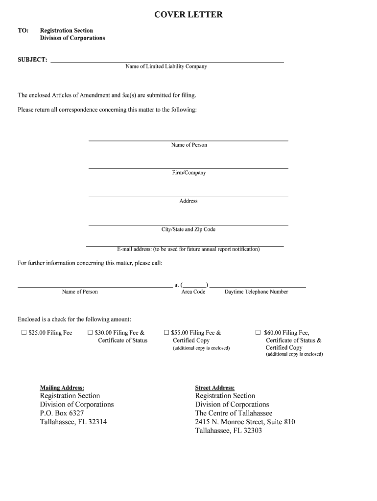 How to File a Florida LLC Amendment with the Department of  Form