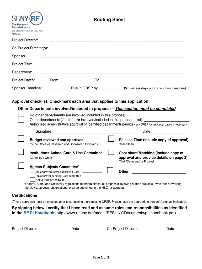 Montclair State University Routing Form and Routing Approval