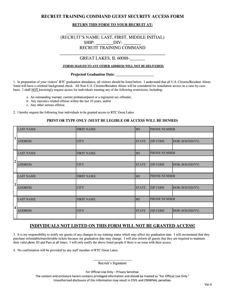 Recruit Training Command Guest Security Access Form