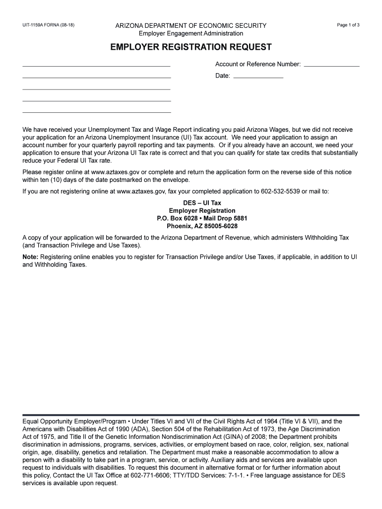 Forms for Unemployment TaxArizona Department AZ DES