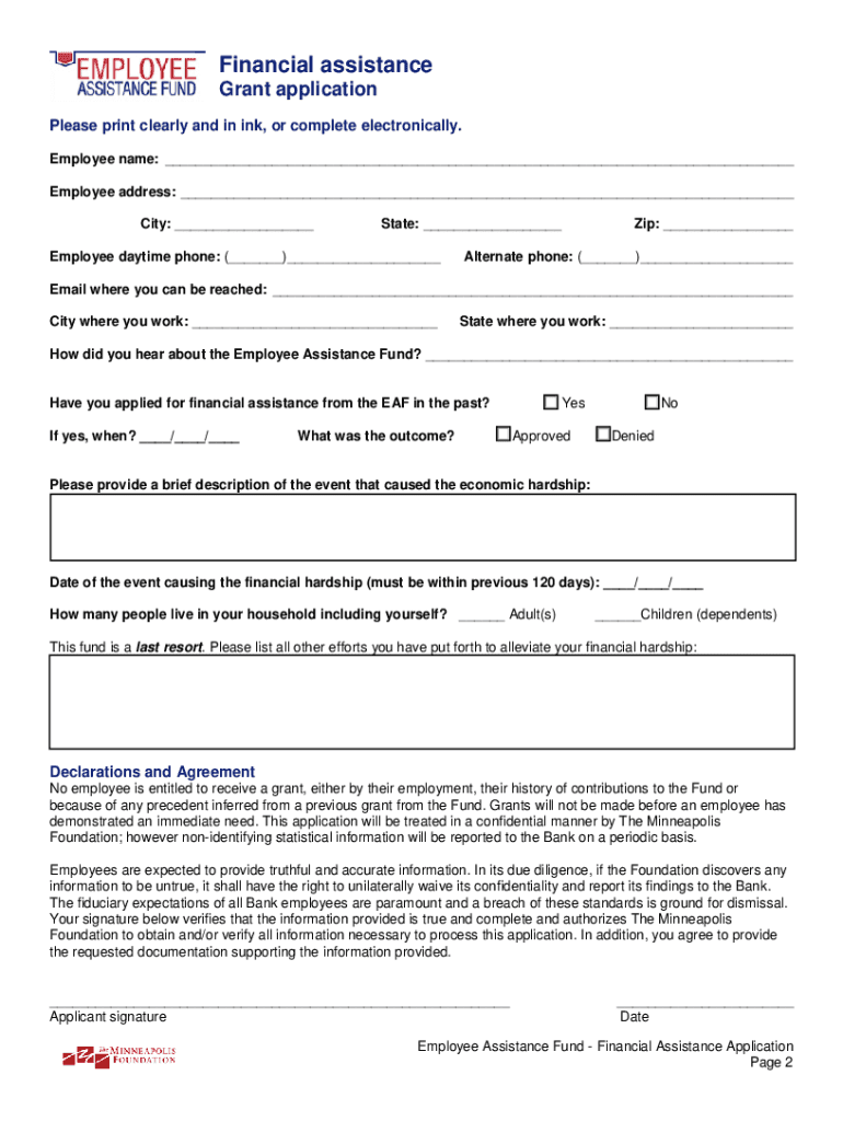 Us Bank Employee Assistance Fund  Form