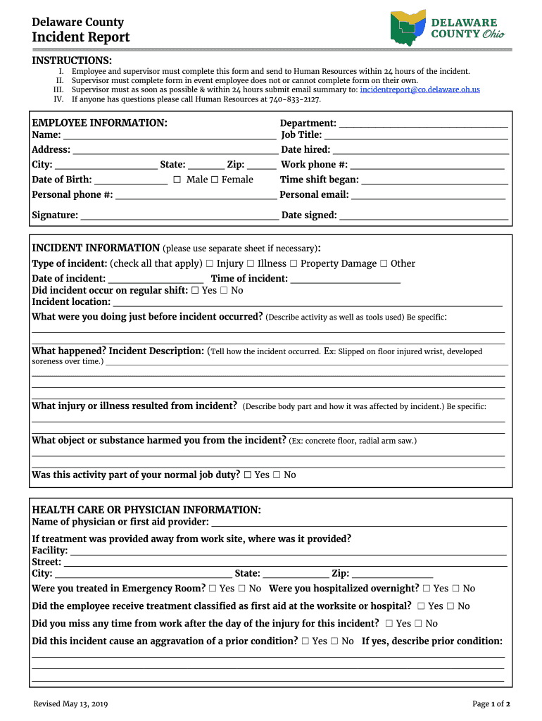 Delaware County Employee Handbook  Form