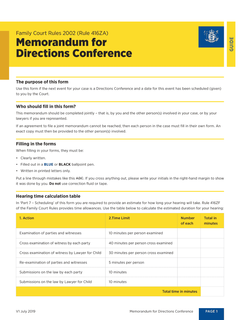  Memorandum for Directions Conference 2019-2024