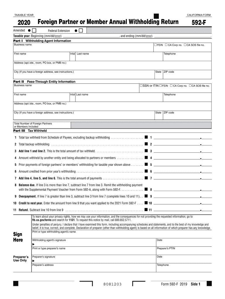  592 F Franchise Tax Board CA Gov 2020