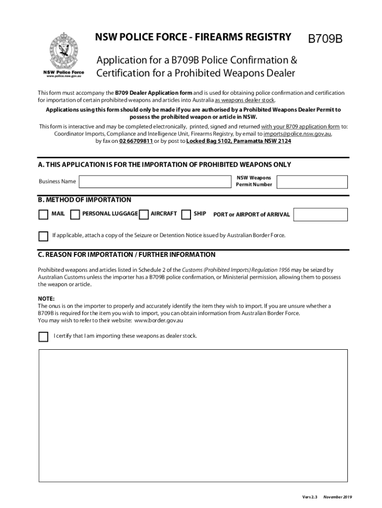 B709b Form