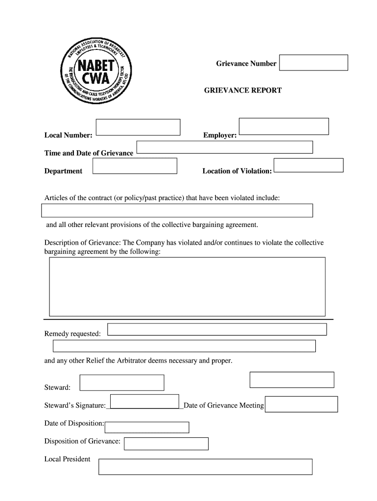 Grievance Form PDF Nabet Cwa