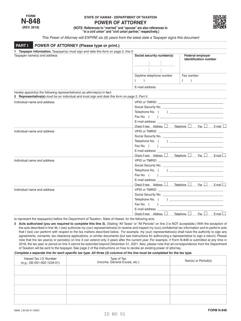  Hawaii Form N 848 2018