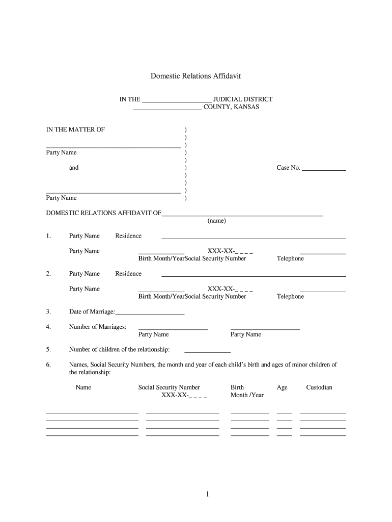 Kansas Domestic Relations  Form