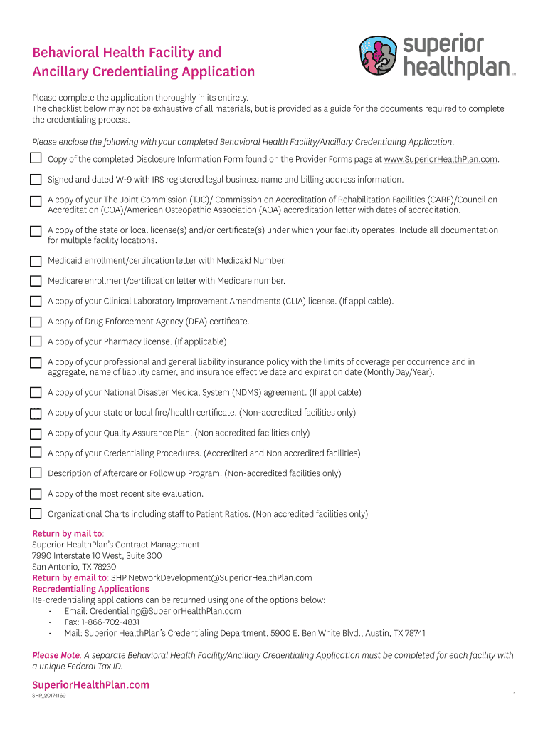  HMSA Facility and Ancillary Credentialing Application 2019-2024