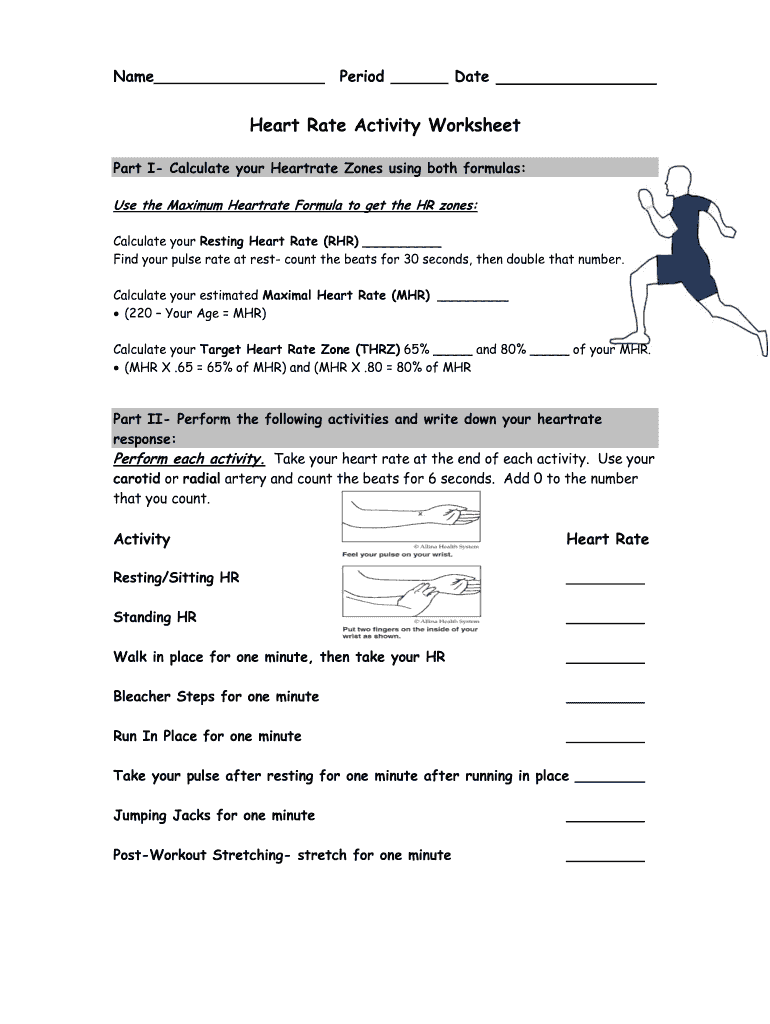 Heart Rate Activity Worksheet PDF  Form