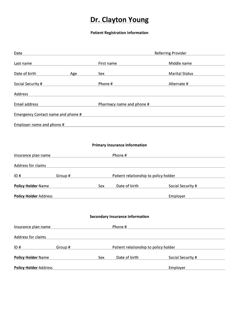 Patient Registration Information Registration Form