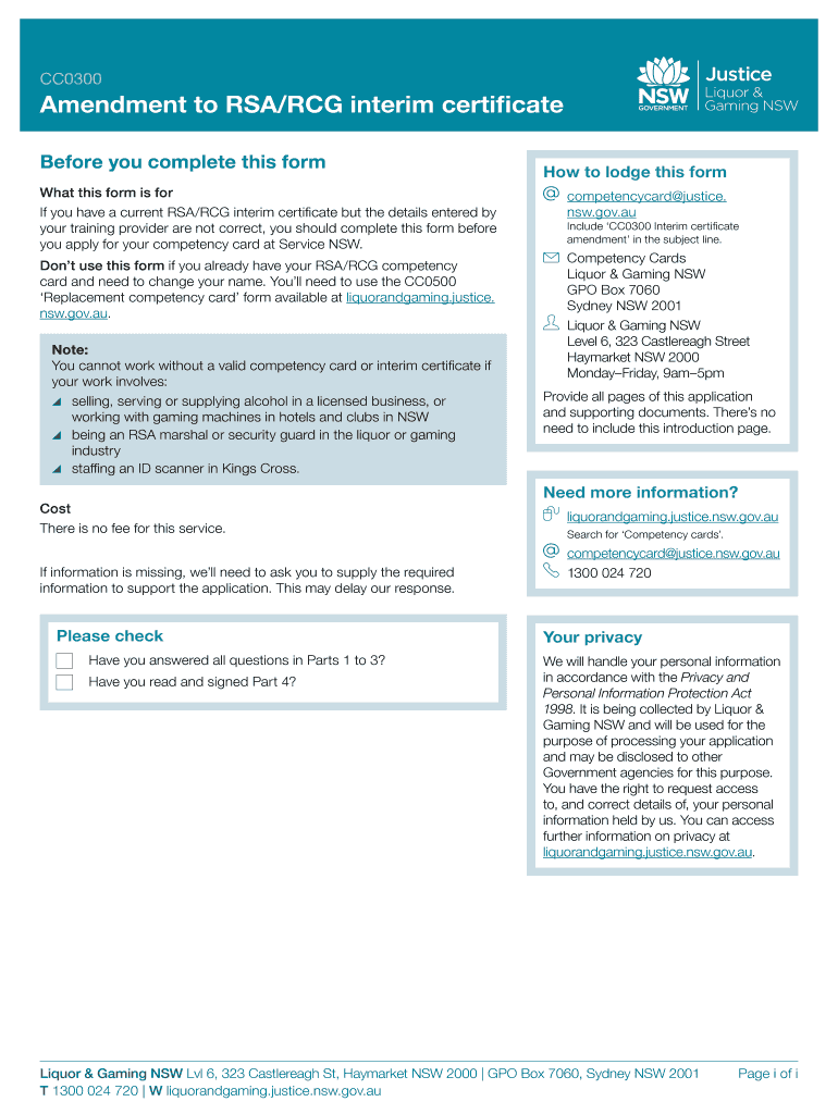  CC0300AmendmenttoRSA RCGinterimcertificate If You Have a Current RSA or RCG Interim Certificate but the Details Entered by Your  2017-2024