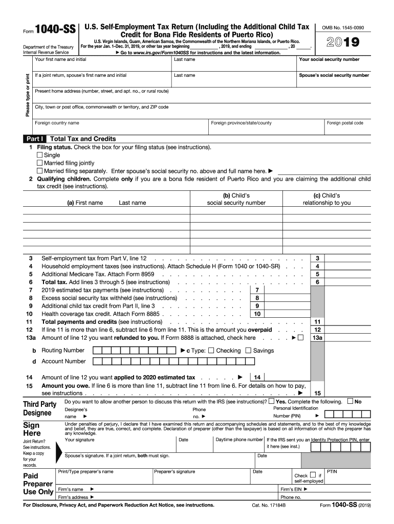 2019 1040-SS form