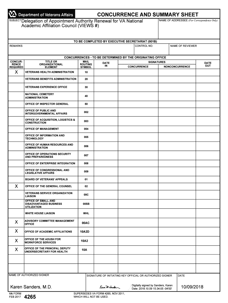 Va Form 4265