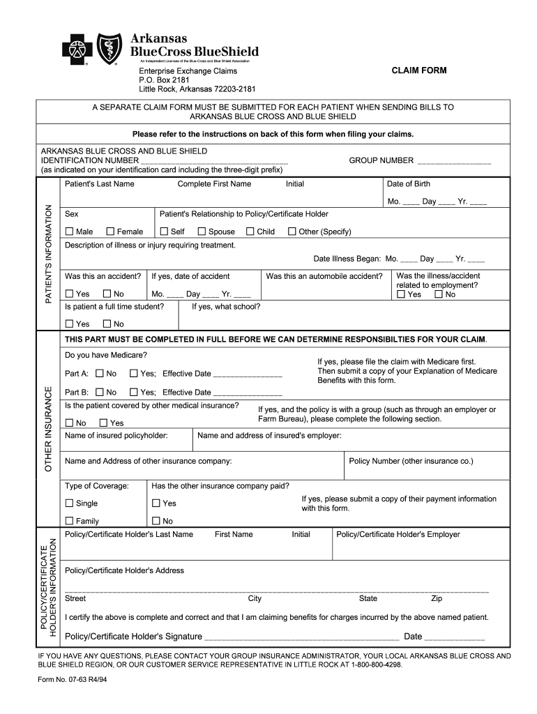 Arkansas Bcbs Claim Form