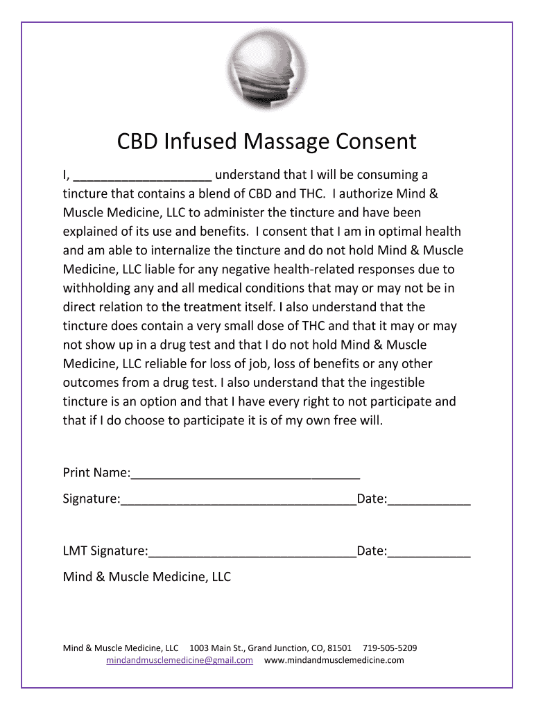 CBD Infused Massage Consent  Form