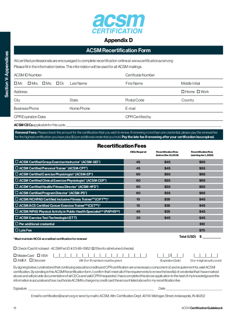 Acsm Form