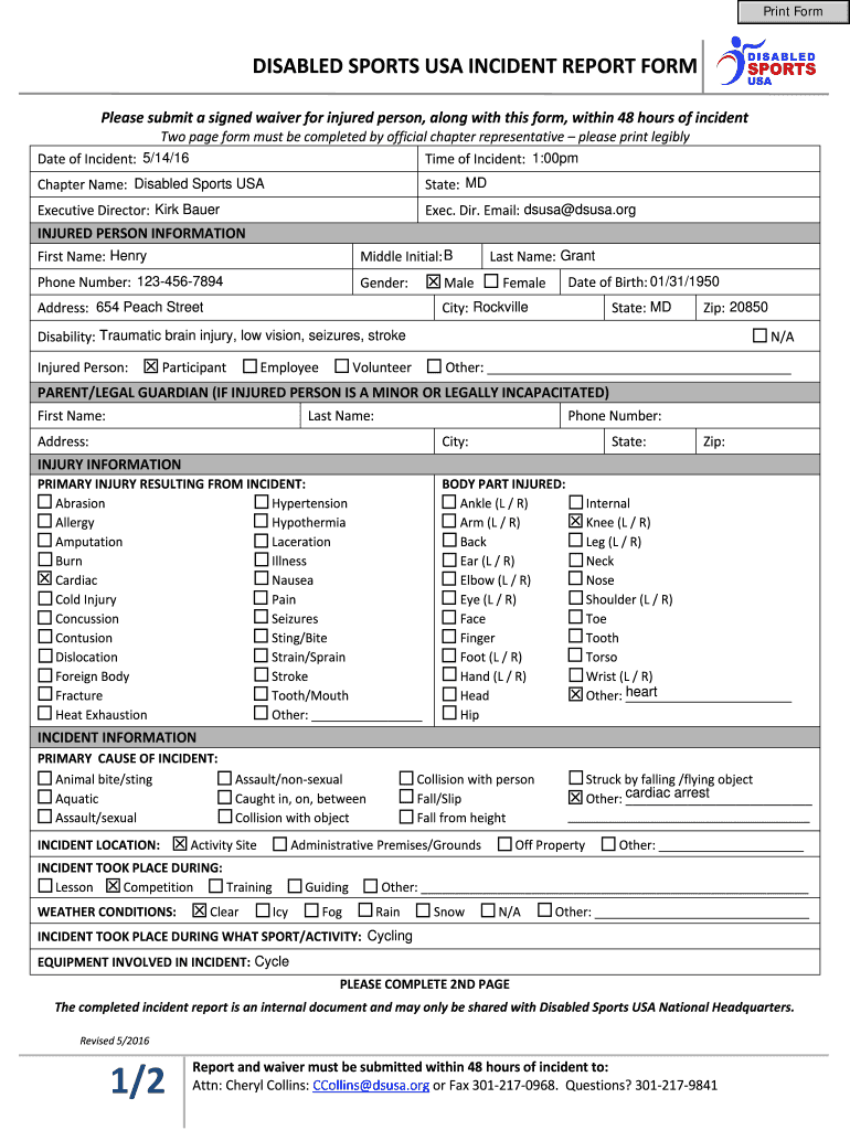  NCW Incident Report Form Utah Department of Health 2016