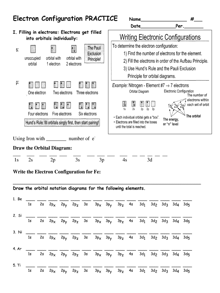 Electron Configuration Practice Worksheet  Form