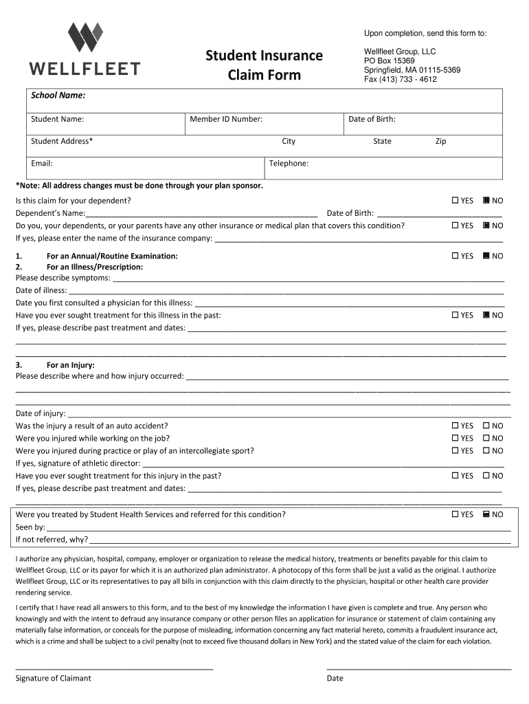 Health Student Claim Form