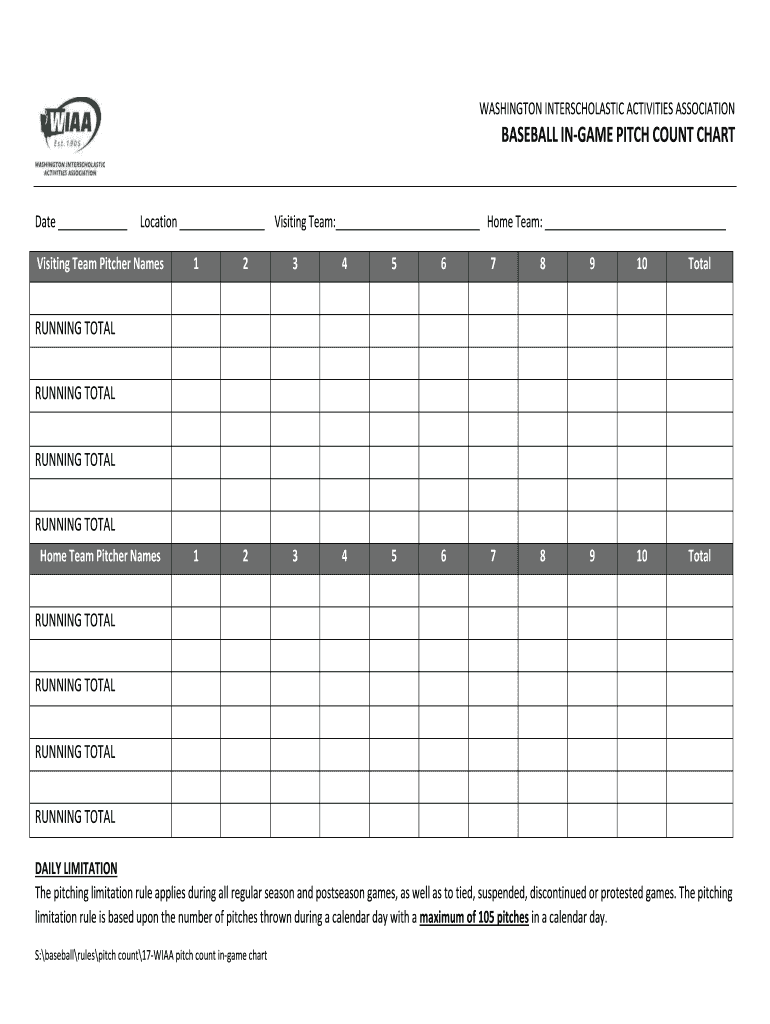 Pitch Count Chart Form Fill Out and Sign Printable PDF Template SignNow