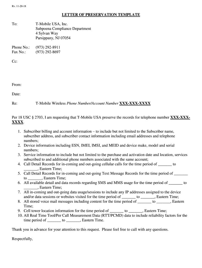 Google Preservation Letter Sample  Form