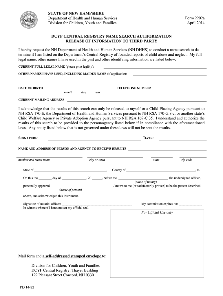  Form 2202a Central Registry Third Party 2014-2024