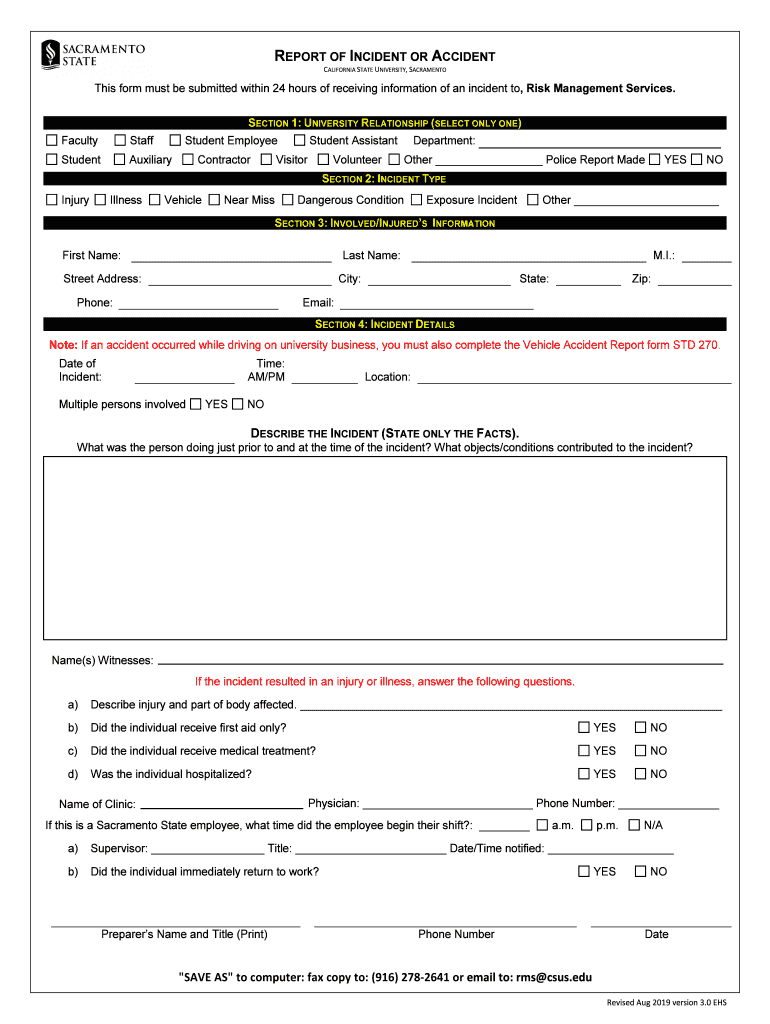 Risk Management FormsCalifornia State University, Northridge