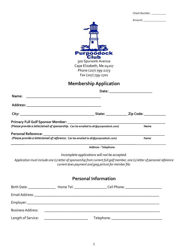  Youth Golf Membership Application Purpoodock 2019