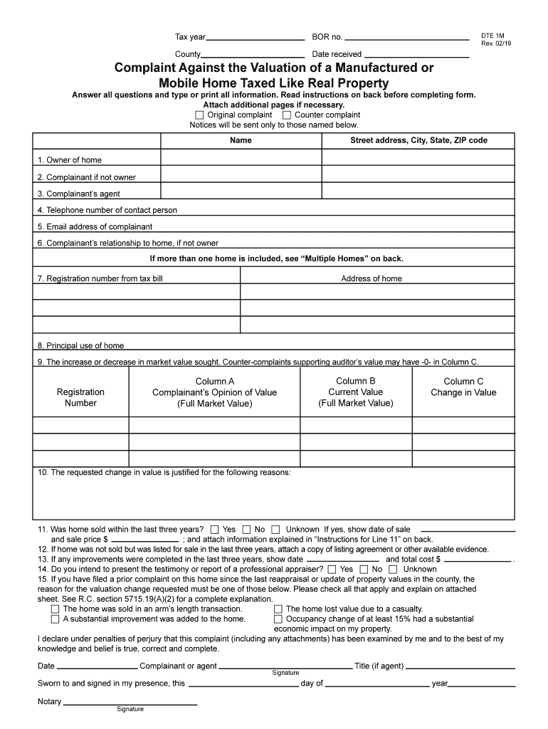 Ohio Taxation of Manufactured and Mobile Homes Tax Law  Form