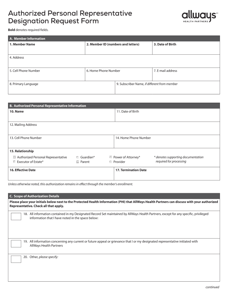 Personal Representative Form