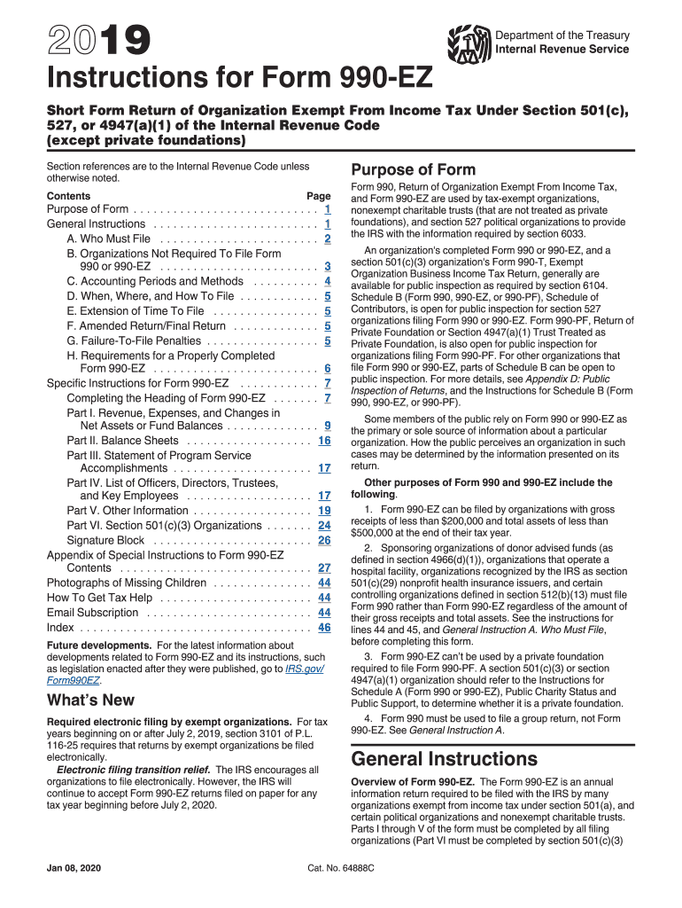  Form 990ez Instructions 2019