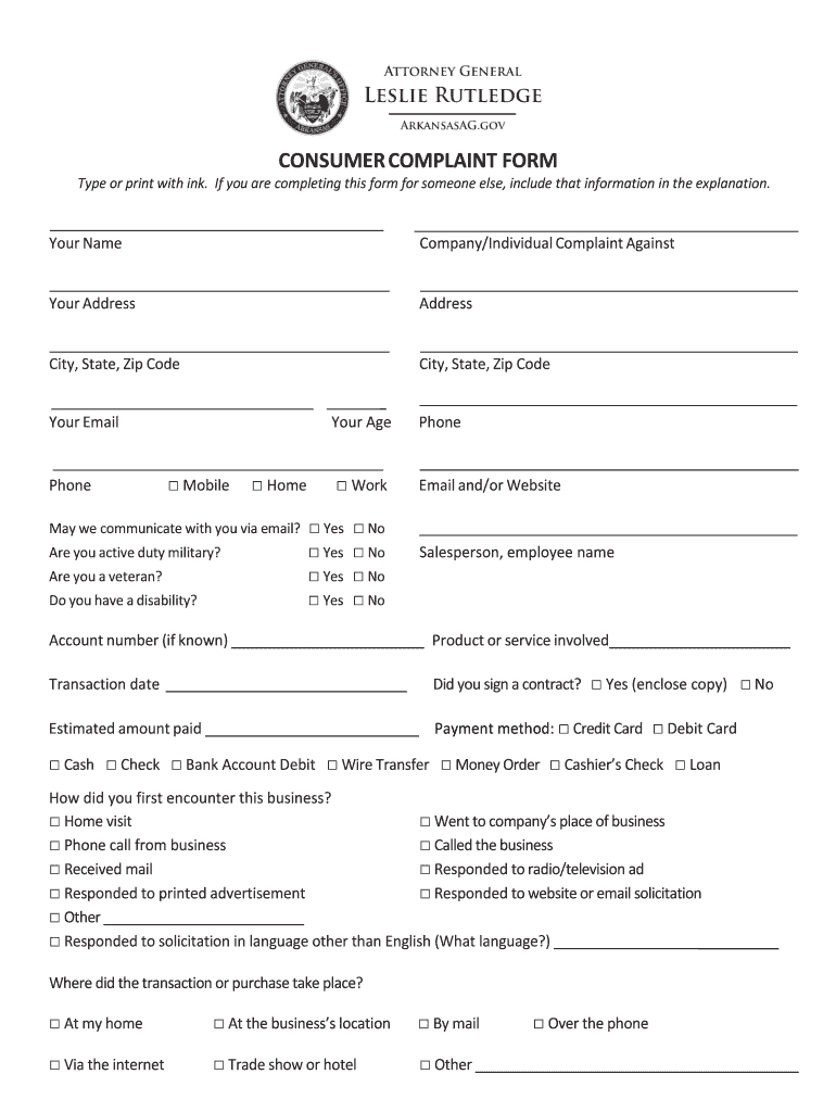 Complaint Form for Allegations of Program Discrimiation by the