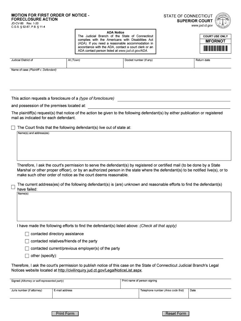  MOTION for FIRST ORDER of NOTICE FORECLOSURE ACTION 2020-2024