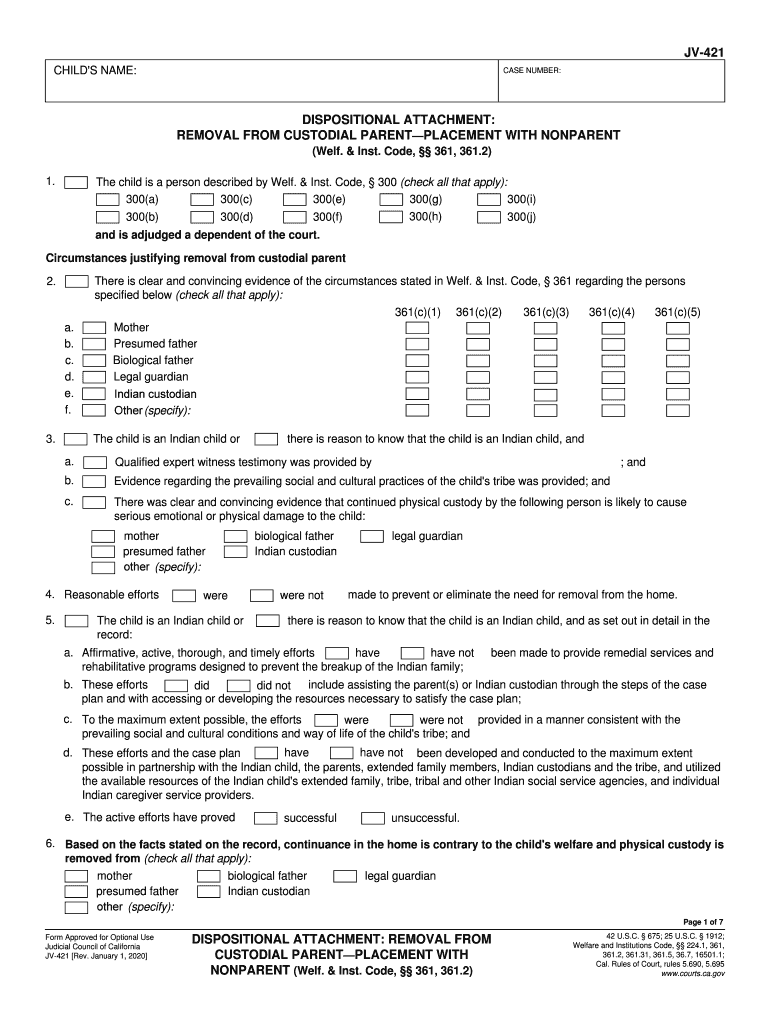  Form CA JV 421 Fill Online, Printable, Fillable 2020