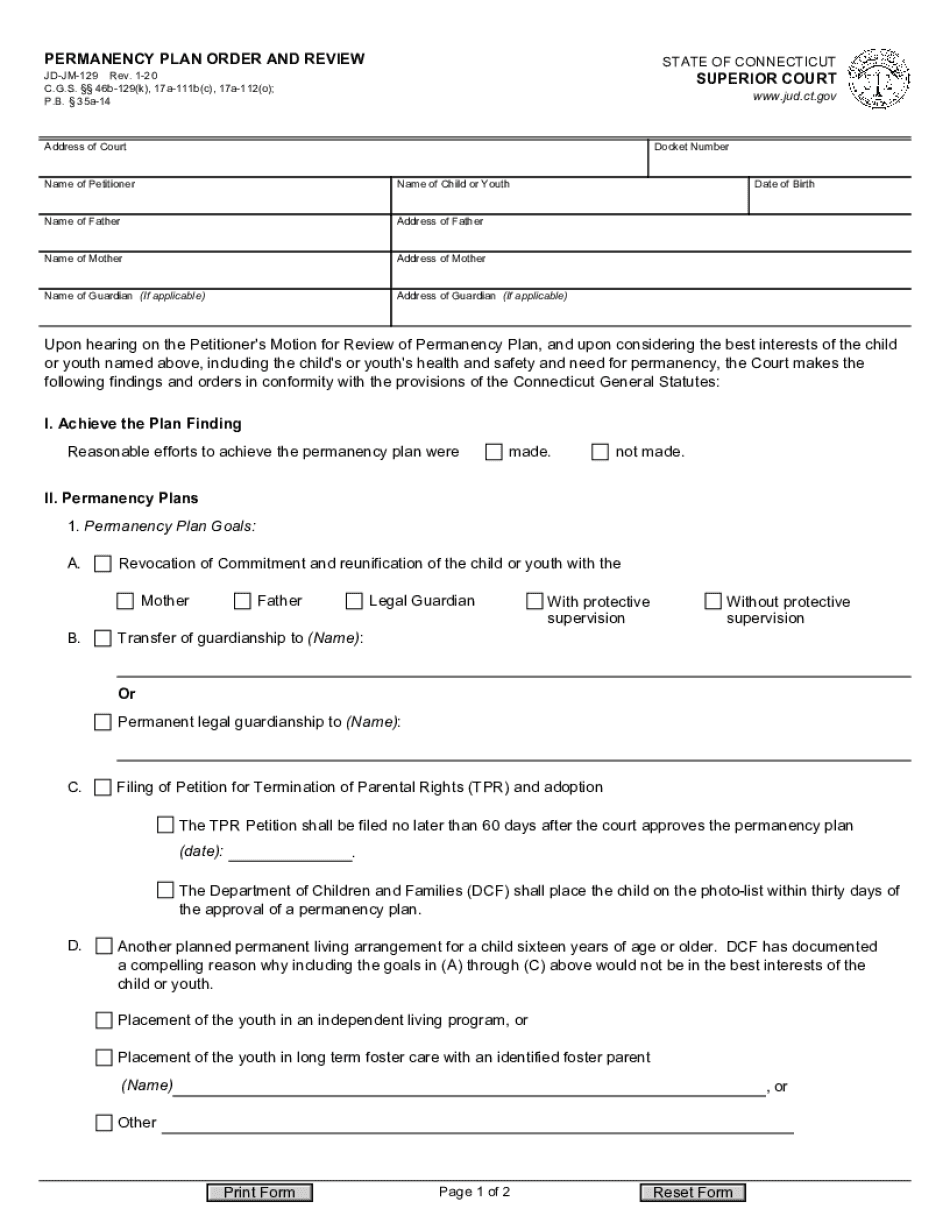  PERMANENCY PLAN ORDER and REVIEW 2020-2024