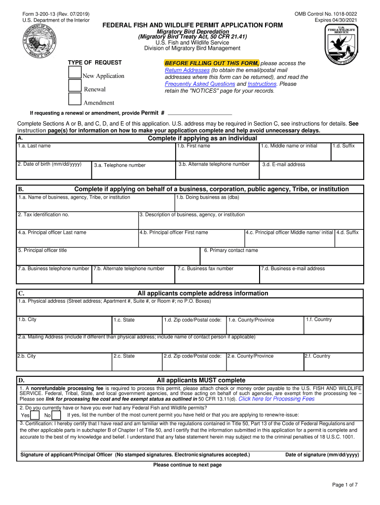 Depredation Permit Application  Form