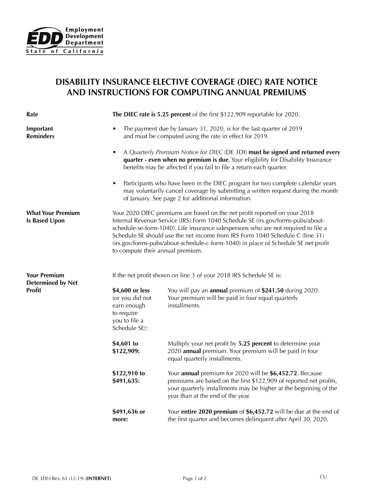 Disability Insurance Elective Coverage Forms and Publications