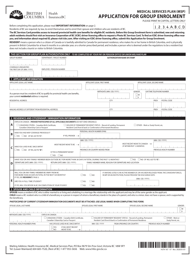  Application for Group Enrolment Medical Services 2020-2024