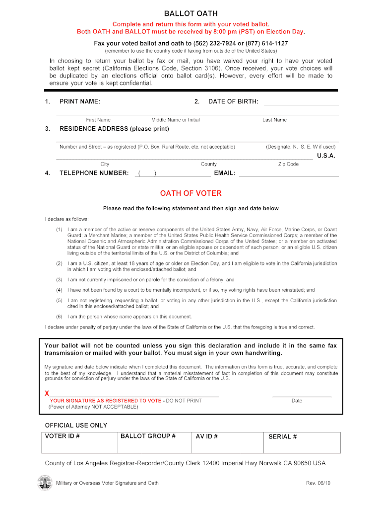 California Oath Form