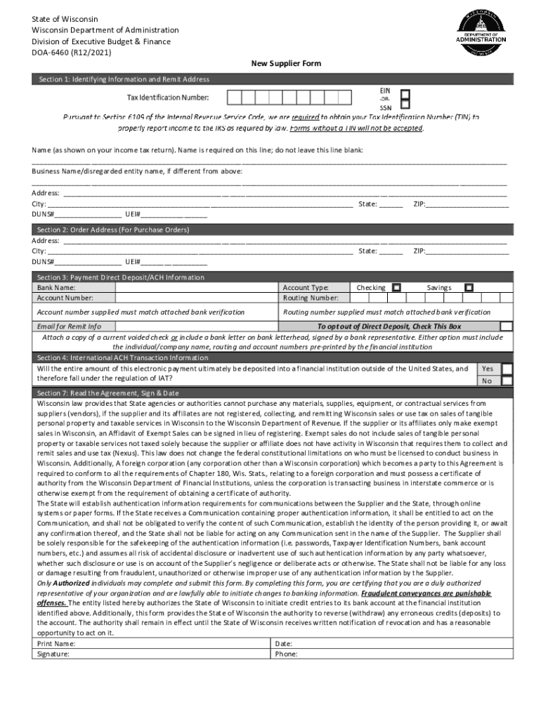  New Supplier Form 2021-2024