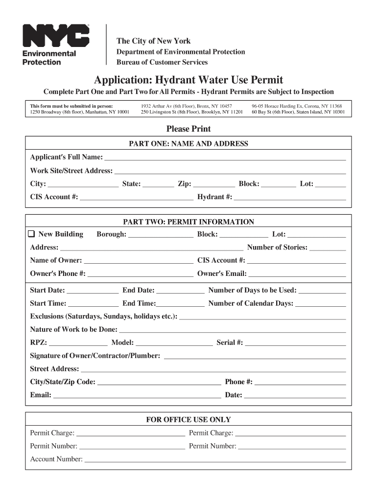 Dep Hydrant Permit  Form