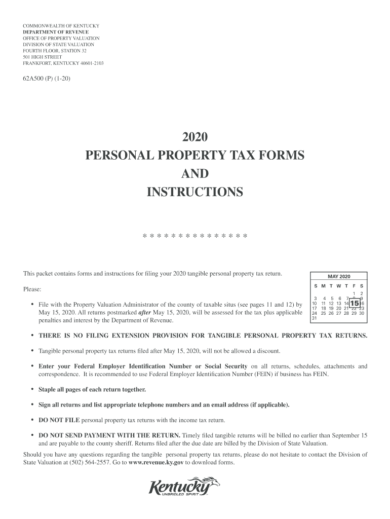  Business Personal Property Kentucky Department of Revenu 2020