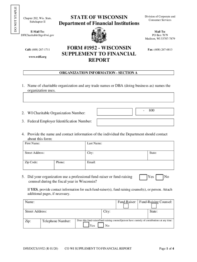  Wisconsin Form 1952 2020-2024