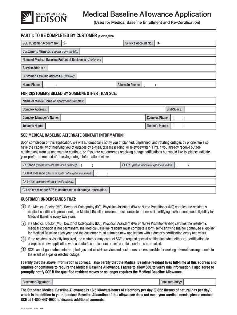  Southern California Edison Medical Baseline Application 2019-2024