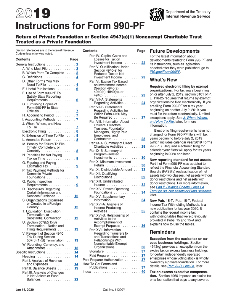  Form 990 Pf Instructions 2019